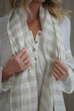 Load image into Gallery viewer, Dolce Scarf White &amp; Natural Stripe 100% Linen
