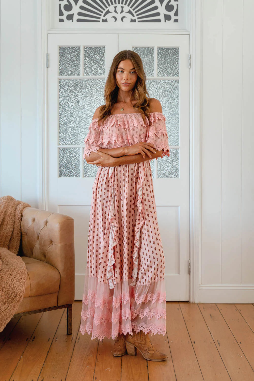 georgie pink ruffle maxi dress Georgie Pink Ruffle Maxi Dress