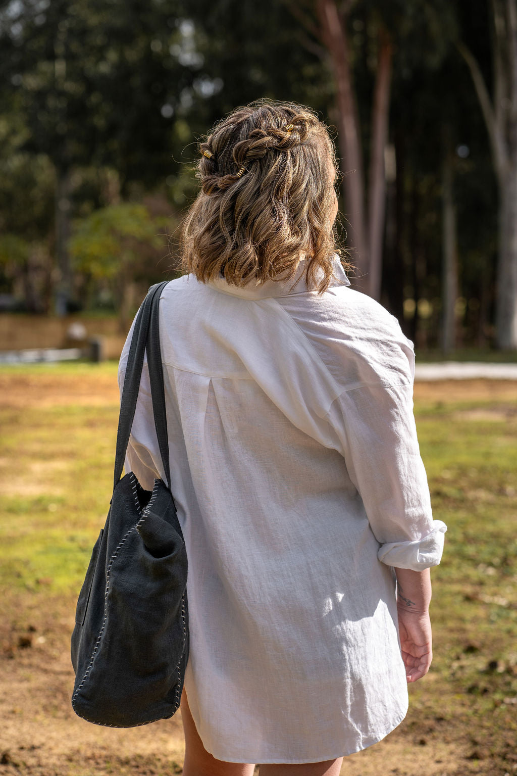 Journey Linen Tote Contrast Stitching