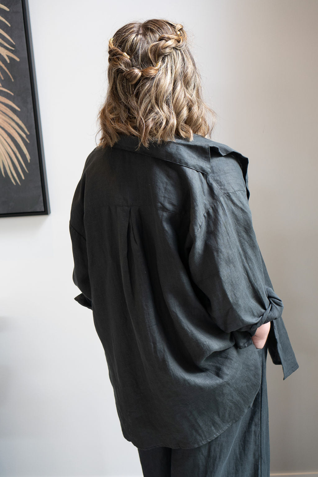 Harper Oversized Linen Shirt Driftwood