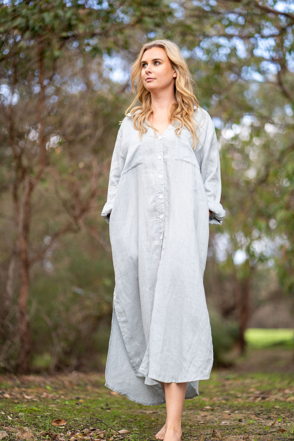 Dune Maxi Shirtdress Oyster