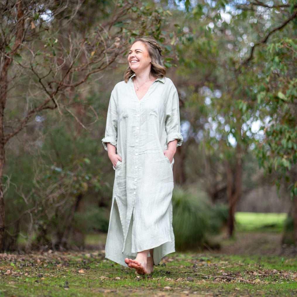 Dune Maxi Shirtdress Seafoam