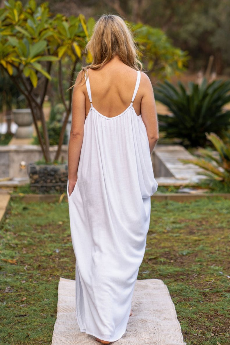 Solare Maxi Slip Dress White