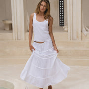 Elation Tiered Maxi Skirt White