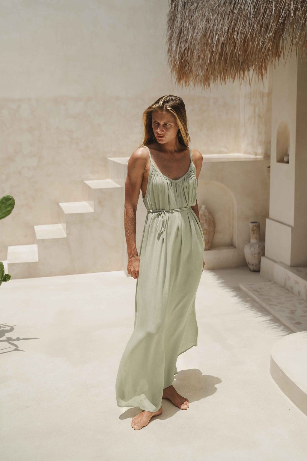 Solare Maxi Slip Dress Seafoam