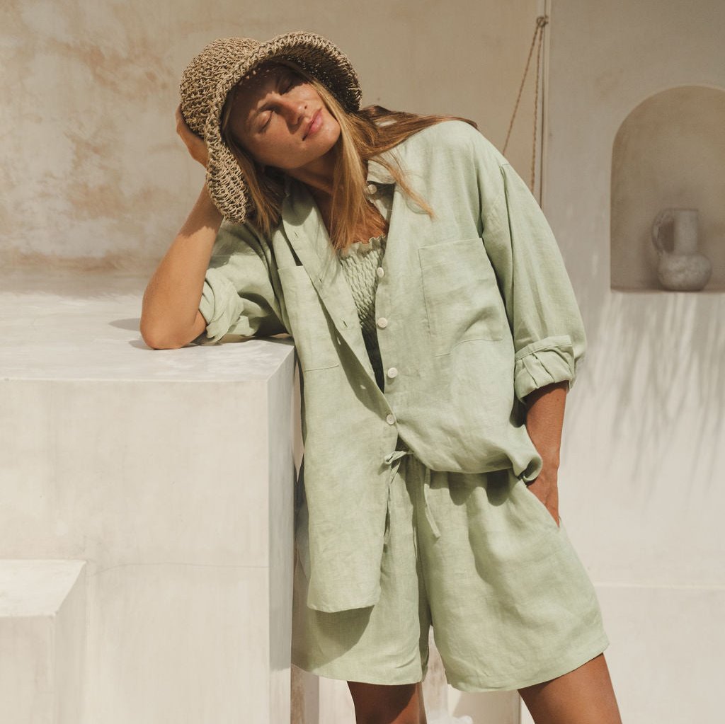 Harper Oversized Linen Shirt Seafoam