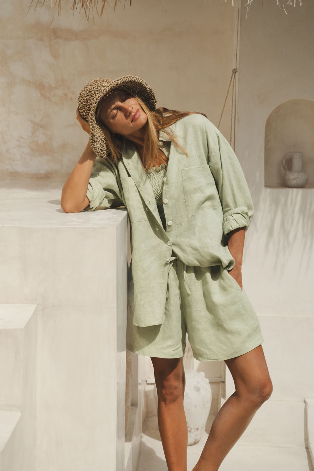 Harper Oversized Linen Shirt Seafoam