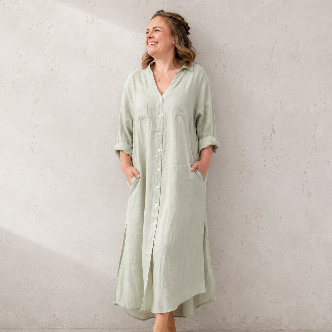 Dune Maxi Shirtdress Seafoam