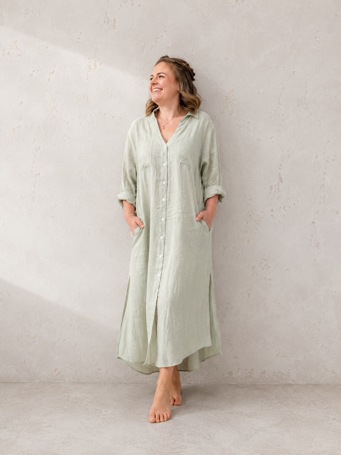 Dune Maxi Shirtdress Seafoam