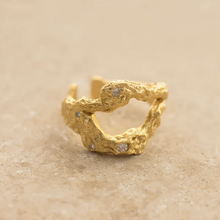 Load image into Gallery viewer, Eden Irregular Shaped Clear Gemstones S925 Yellow Gold Plated Ring
