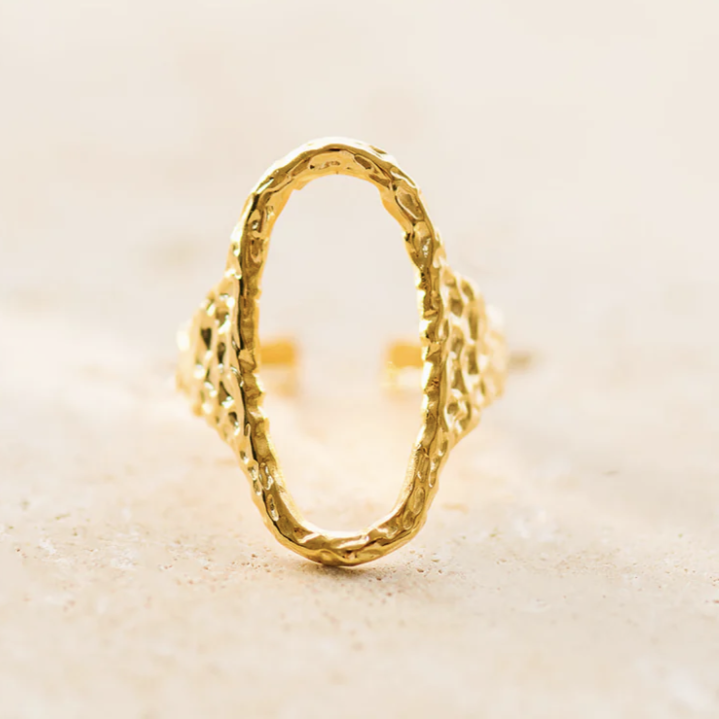 Elara Round Shaped 18Kt Yellow Gold Plated Ring