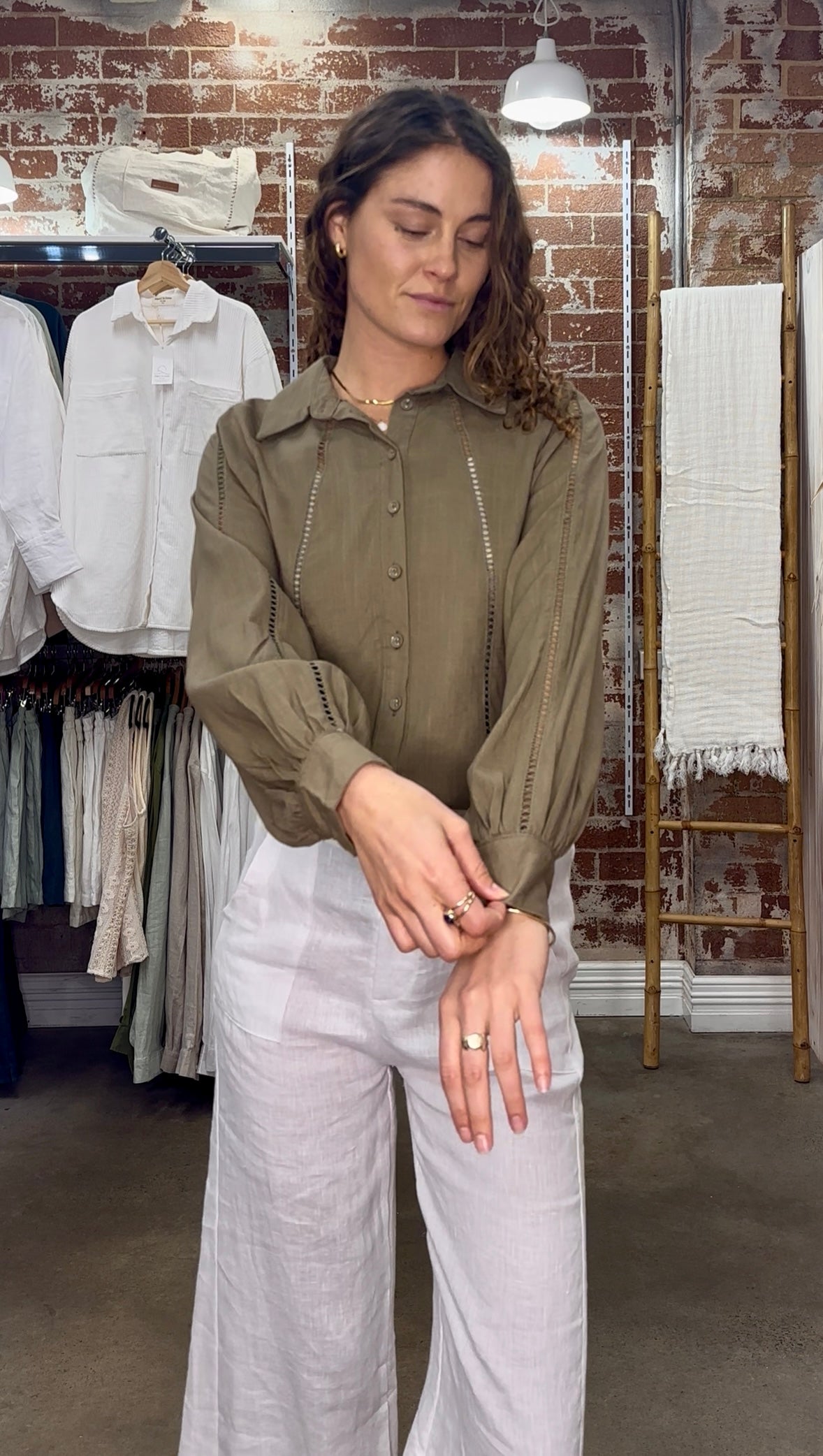 Gypsea Embroidered Blouse Sage