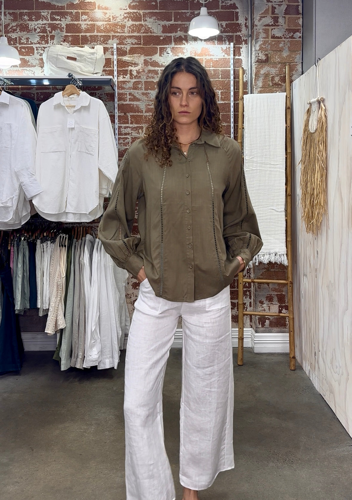 Jude Pant Linen White - Desert to Ocean
