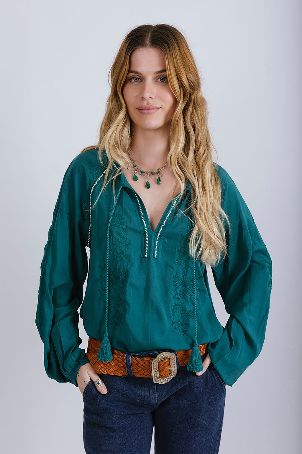 Desert Bloom Blouse Jade