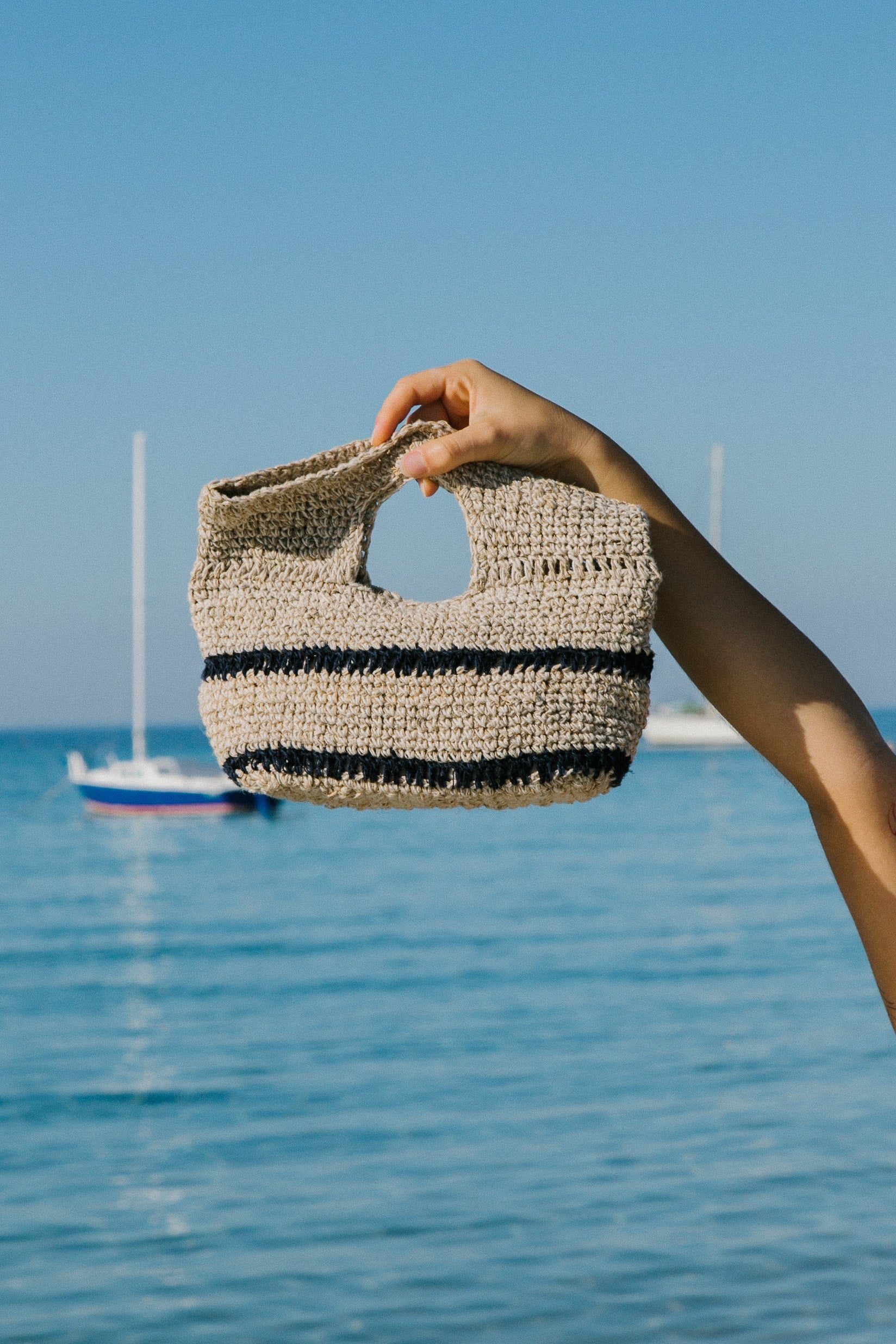 Mini Elle Clutch Bag Navy Stripe