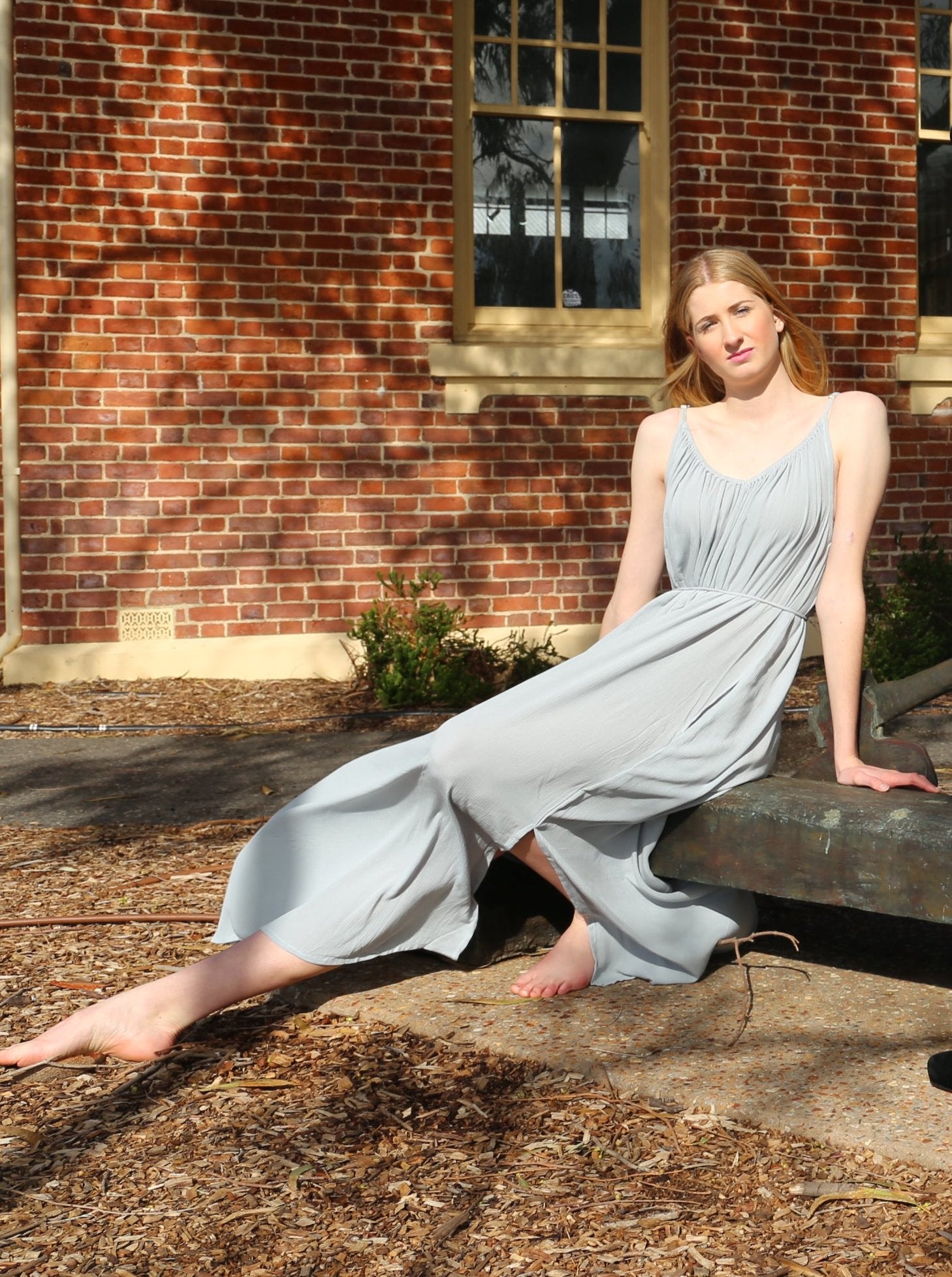 Solare Maxi Slip Dress Oyster