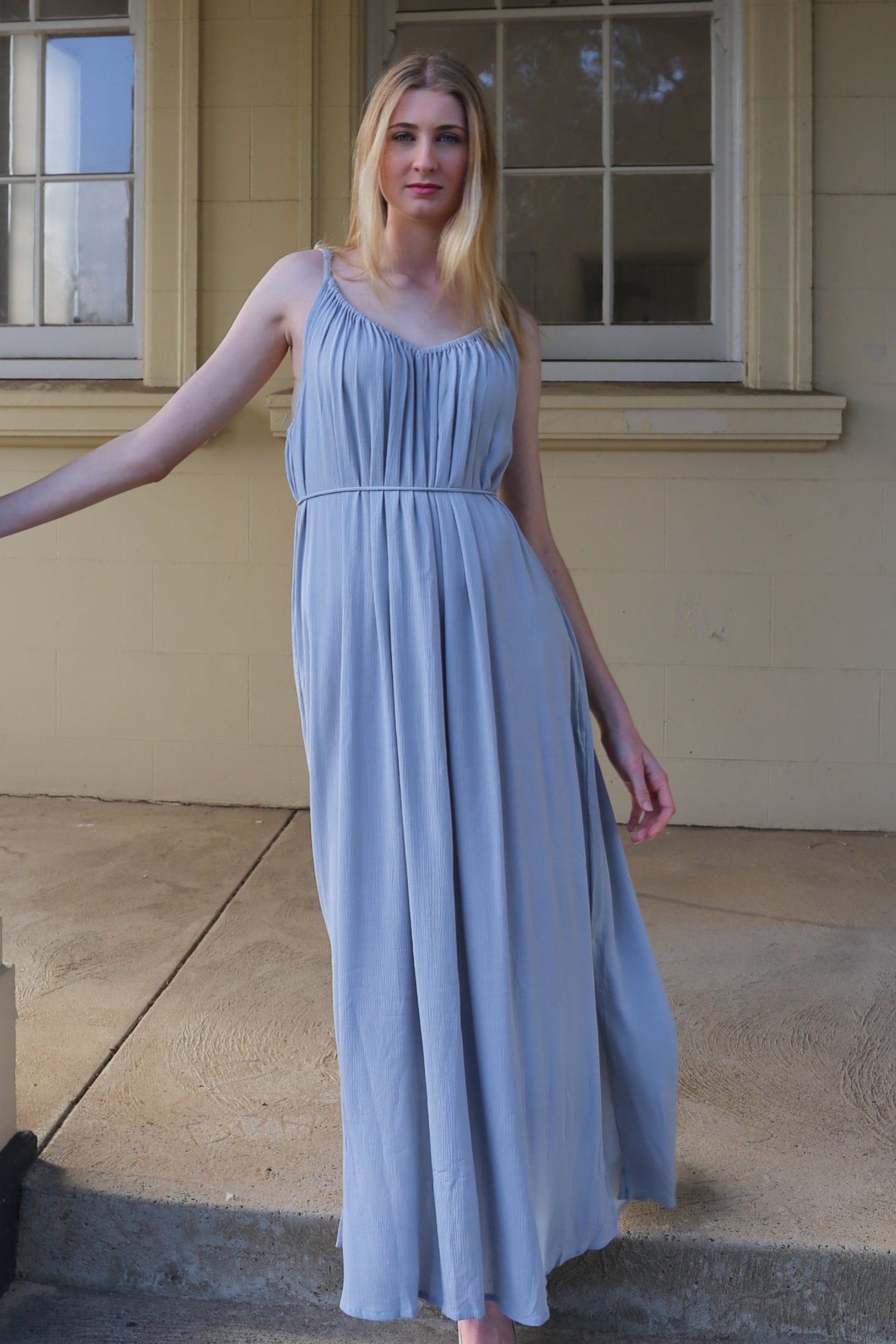 Solare Maxi Slip Dress Oyster