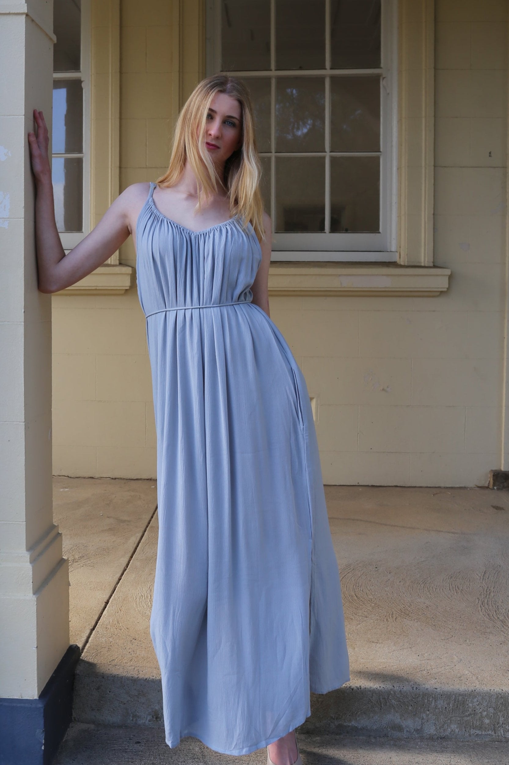 Solare Maxi Slip Dress Oyster