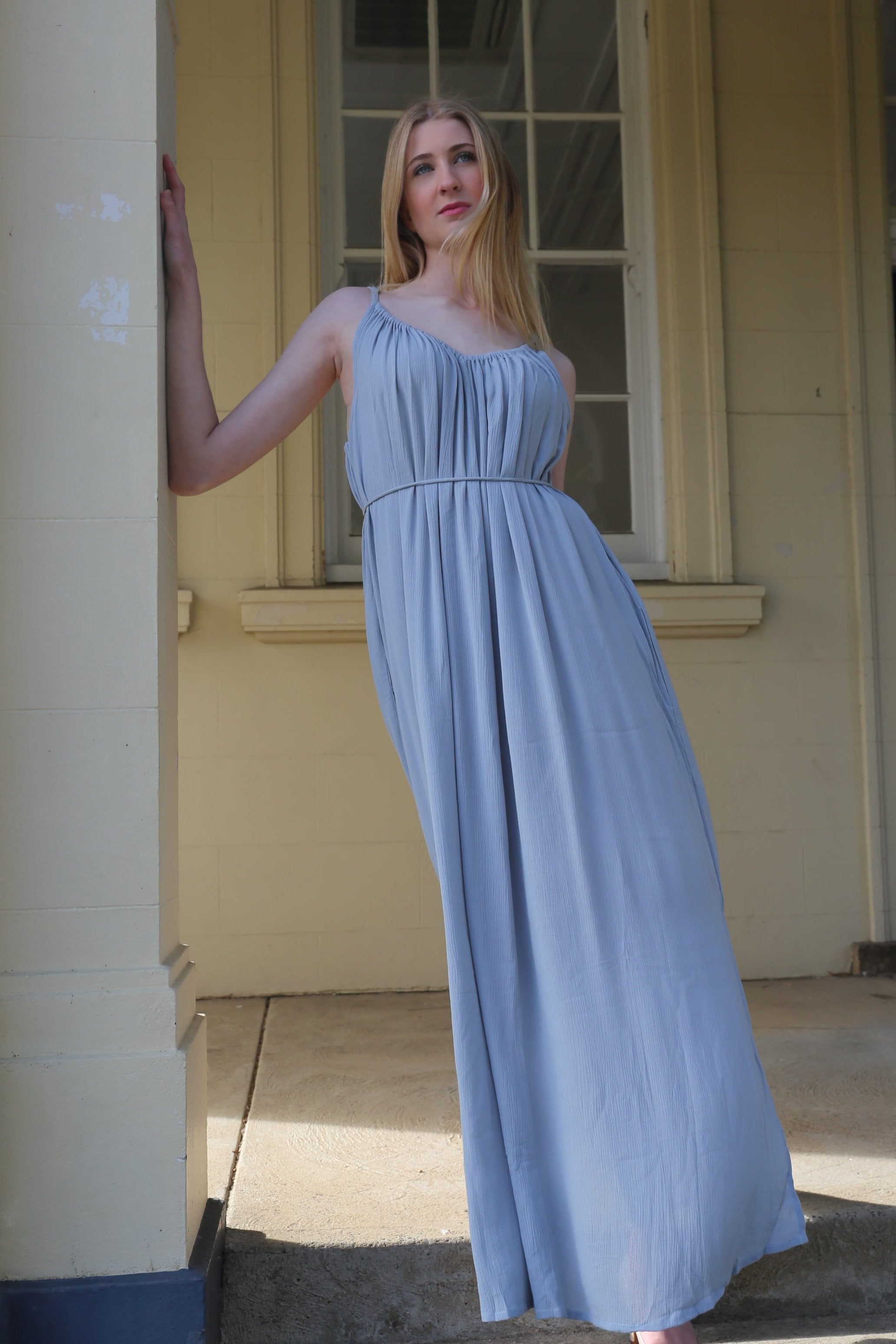 Solare Maxi Slip Dress Oyster