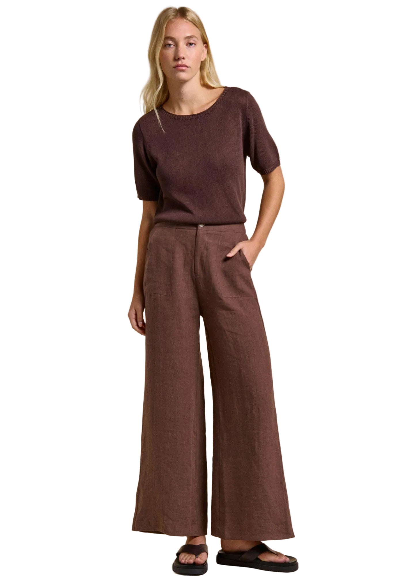 Jude Pant Linen Chocolate - Desert to Ocean
