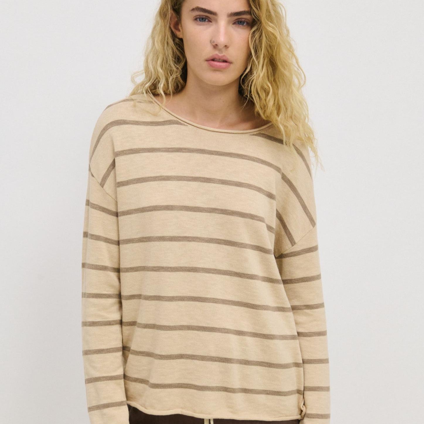 Minnie Stripe Blonde Mocha Top 100% Cotton