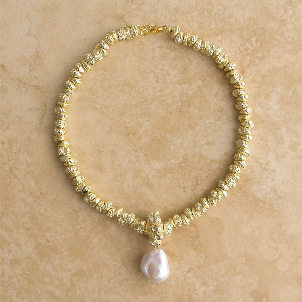 Jewel 24kt Gold Vermeil & Pearl Necklace