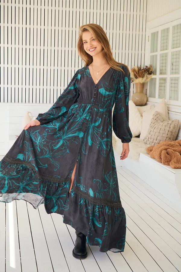 Midnight Lilly Long Sleeve Carmen Dress
