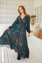Load image into Gallery viewer, Midnight Lilly Long Sleeve Carmen Dress
