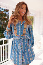 Load image into Gallery viewer, Bohemian Blues Moonstone Shirtdress
