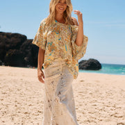 Golden Palms Lace Maxi Skirt