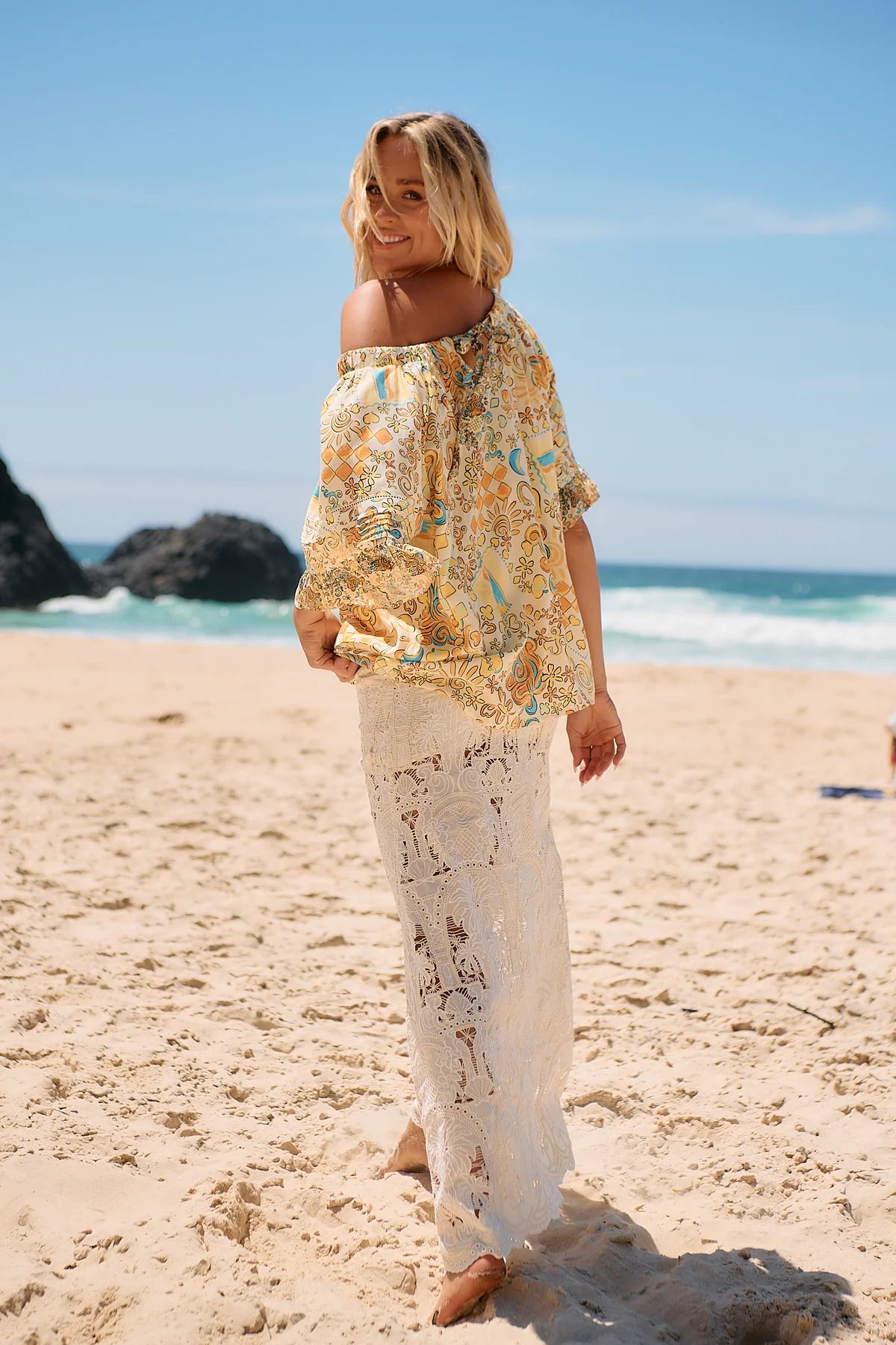 Golden Palms Lace Maxi Skirt