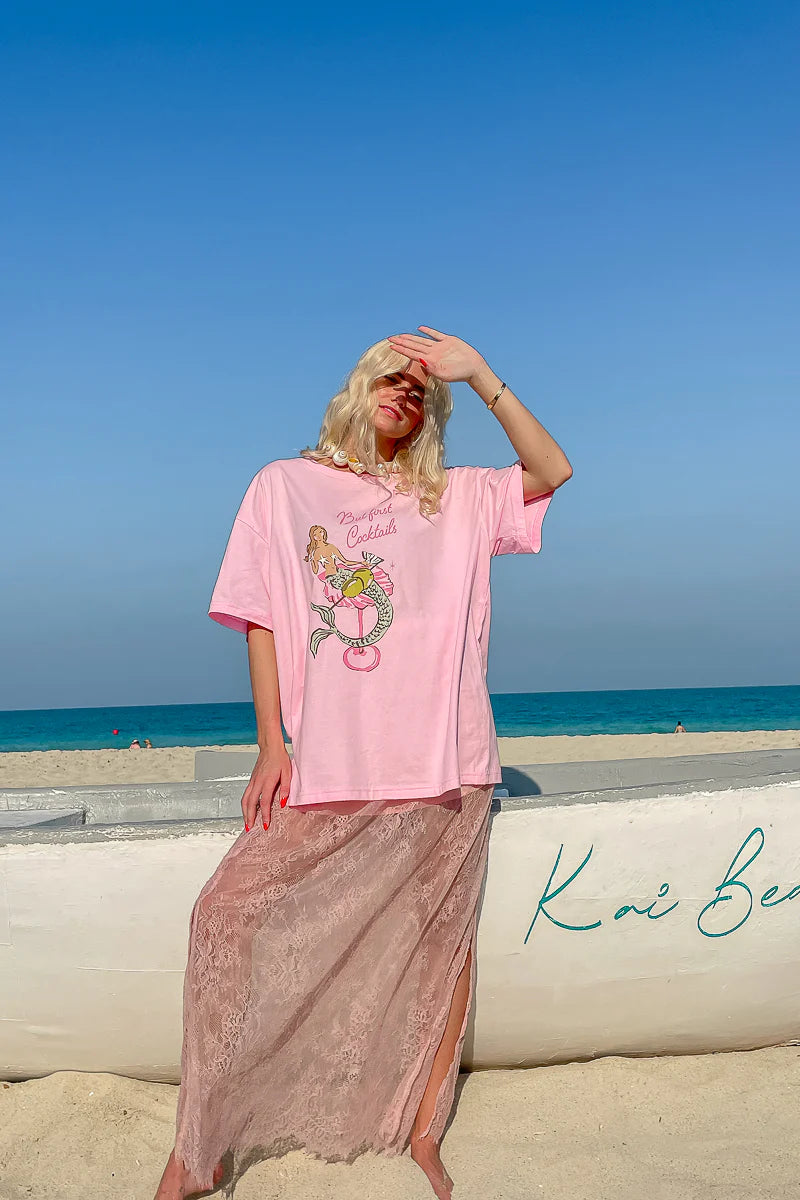 Mermaid Cocktail T-Shirt Pink