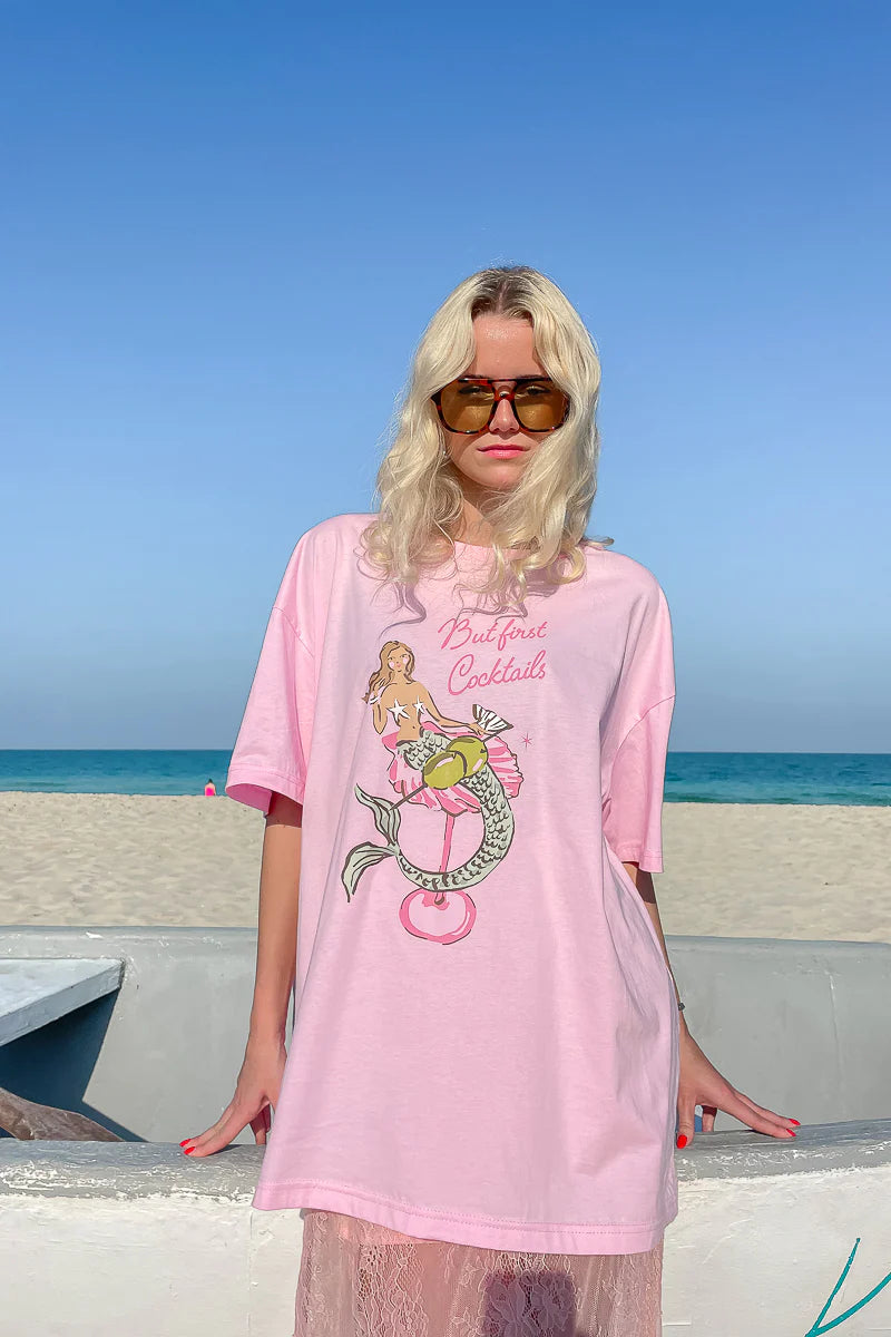 Mermaid Cocktail T-Shirt Pink