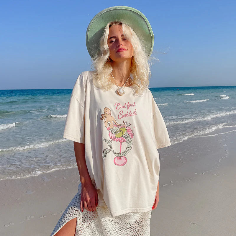 Mermaid Cocktail T-Shirt White
