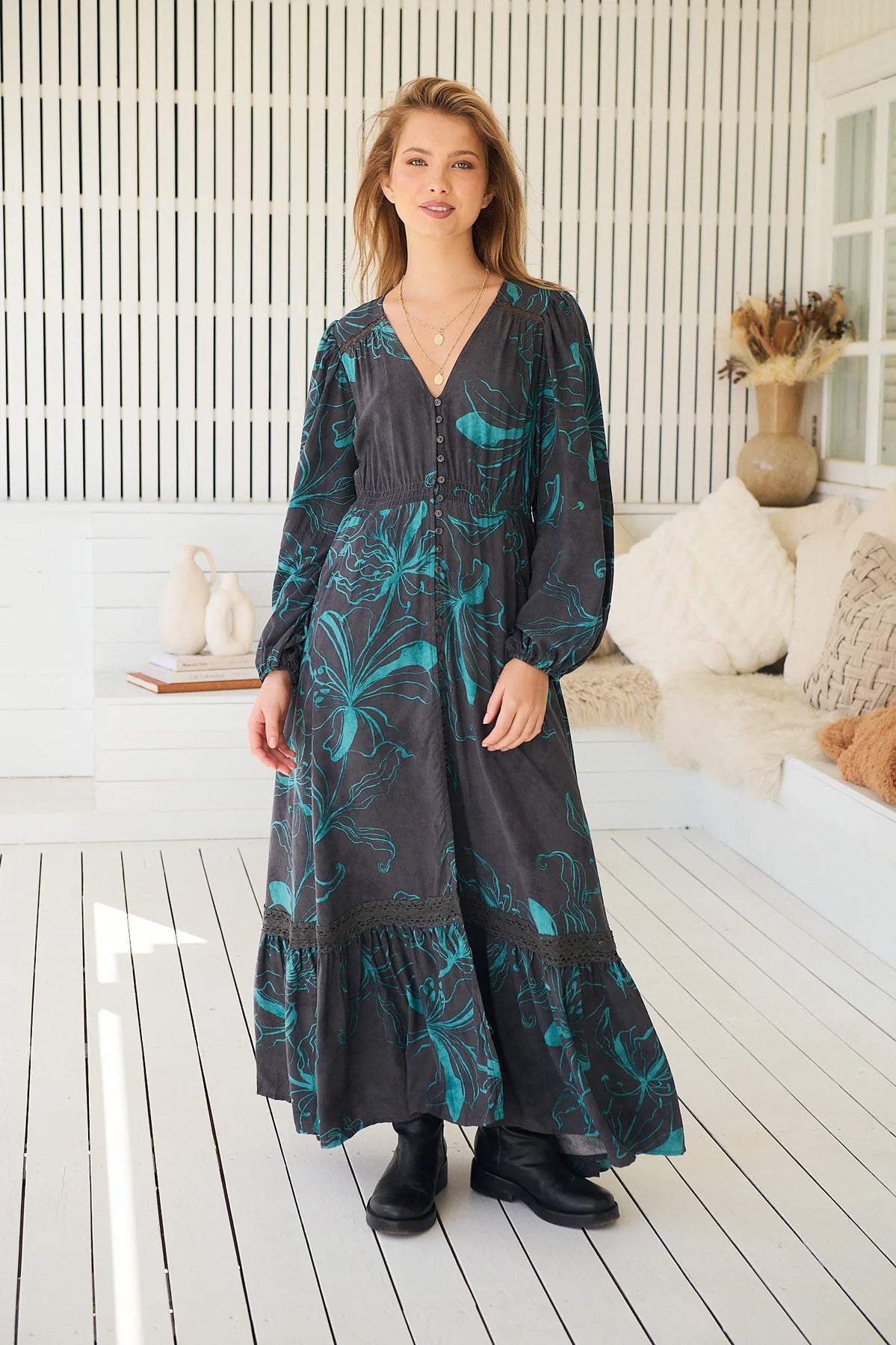 Midnight Lilly Long Sleeve Carmen Dress