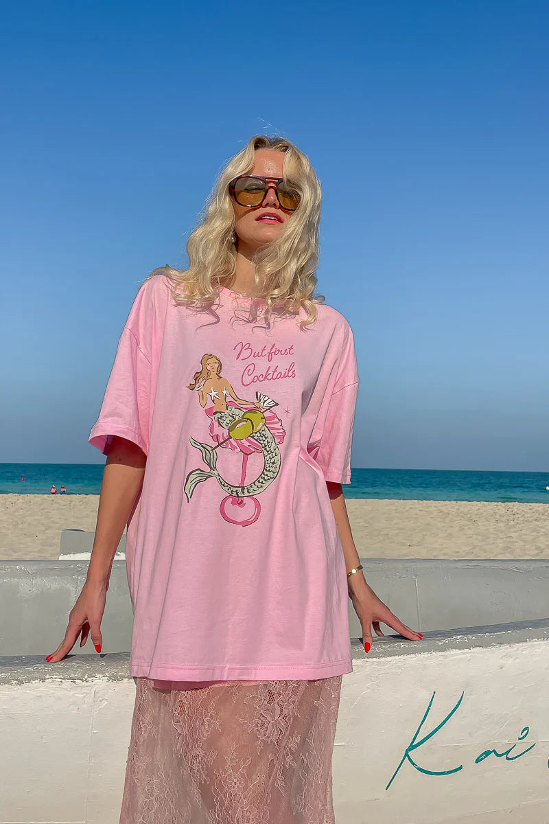Mermaid Cocktail T-Shirt Pink