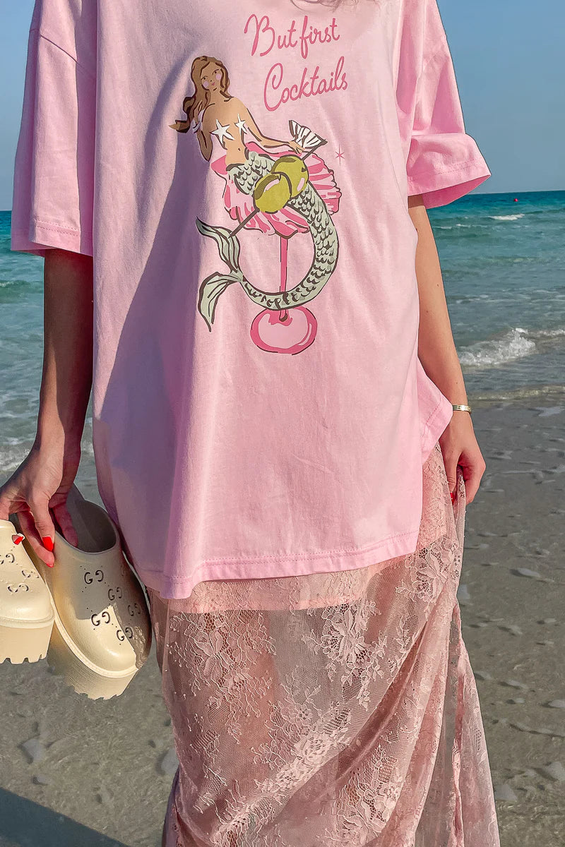 Mermaid Cocktail T-Shirt Pink