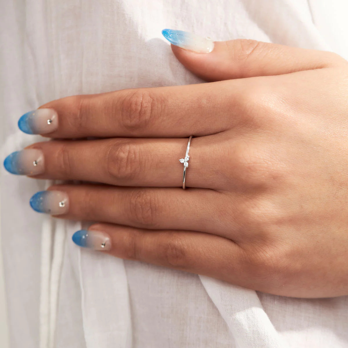 Delicate Starburst White Topaz Ring