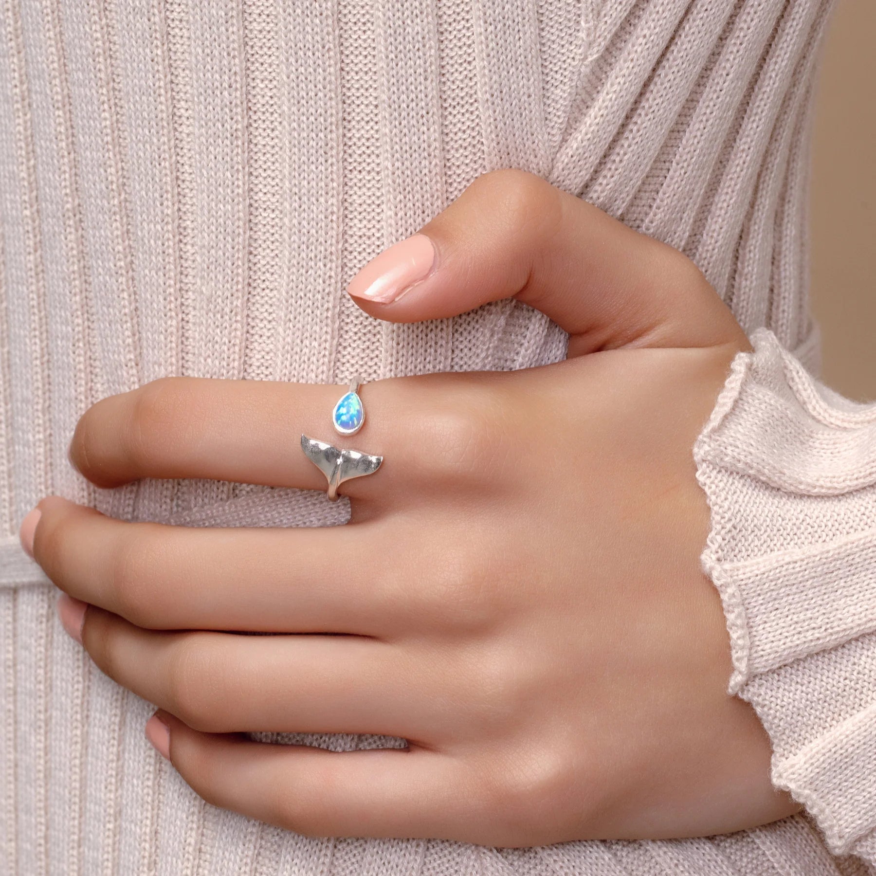 Whale Tail Opal Ring Lg