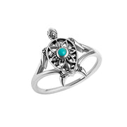 Enlightened Turquoise Spirit Turtle Ring