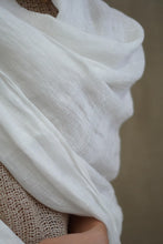 Load image into Gallery viewer, Euro Summer Scarf/Sarong White 100% Linen
