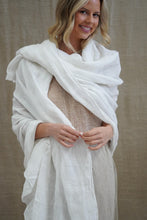 Load image into Gallery viewer, Euro Summer Scarf/Sarong White 100% Linen
