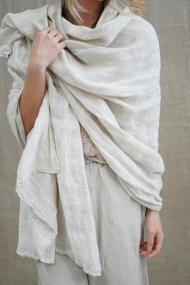 Euro Summer Scarf/Sarong Natural 100% Linen