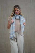 Load image into Gallery viewer, Dolce Scarf Blue &amp; White Stripe 100% Linen
