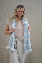 Load image into Gallery viewer, Dolce Scarf Blue &amp; White Stripe 100% Linen
