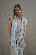 Load image into Gallery viewer, Dolce Scarf Blue &amp; White Stripe 100% Linen
