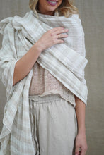 Load image into Gallery viewer, Euro Summer Scarf/Sarong Natural &amp; White 100% Linen
