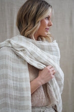 Load image into Gallery viewer, Euro Summer Scarf/Sarong Natural &amp; White 100% Linen
