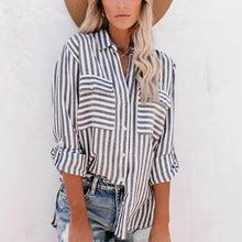 Load image into Gallery viewer, Bay Striped Cotton Shirt Charcoal
