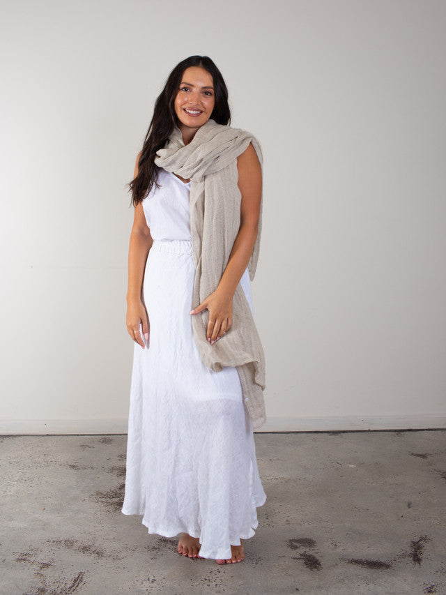 Euro Summer Scarf/Sarong Dark Natural 100% Linen